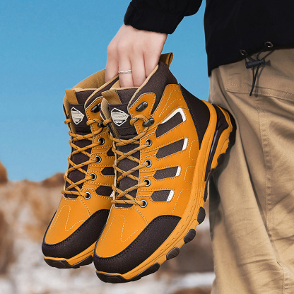 Men's Waterproof Hiking Boots Non-Slip Lightweight Outdoor Mid Top Ankle Boot Breathable Hiker Work Trekking Shoes