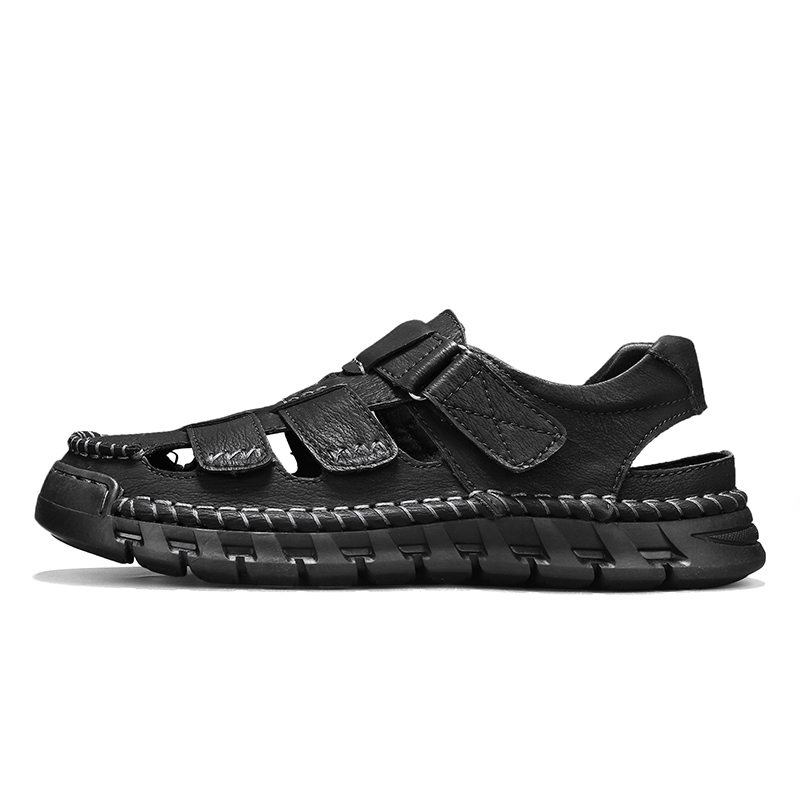 Men's Sport Sandals Closed Toe Outdoor Handmade Leather Sandal Adjustable Summer Fisherman Beach Shoes