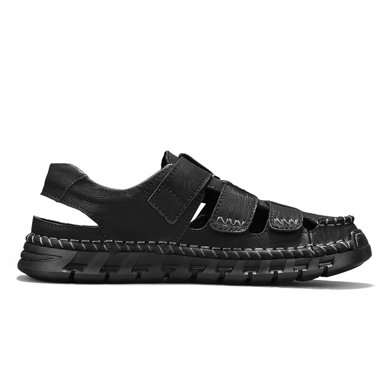 Men's Sport Sandals Closed Toe Outdoor Handmade Leather Sandal Adjustable Summer Fisherman Beach Shoes