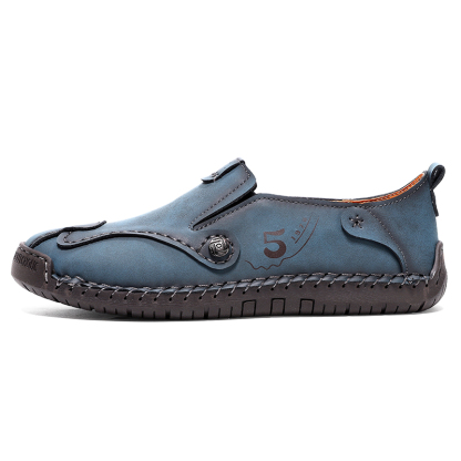 Mens Casual Shoes Summer Breathable Sneakers Loafers Walking Shoes Hand Made Lace-Up Leather Dress Flats Shoes for Driving Business Working Office