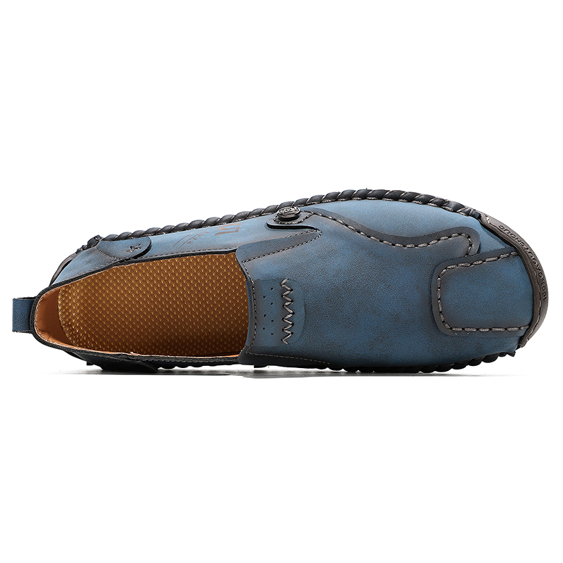 Mens Casual Shoes Summer Breathable Sneakers Loafers Walking Shoes Hand Made Lace-Up Leather Dress Flats Shoes for Driving Business Working Office