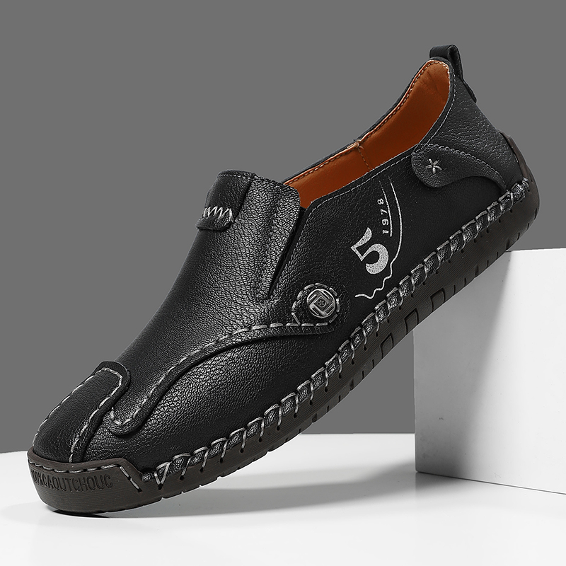 Mens Casual Shoes Summer Breathable Sneakers Loafers Walking Shoes Hand Made Lace-Up Leather Dress Flats Shoes for Driving Business Working Office