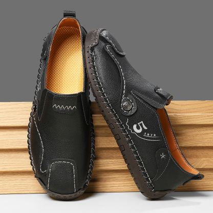 Mens Casual Shoes Summer Breathable Sneakers Loafers Walking Shoes Hand Made Lace-Up Leather Dress Flats Shoes for Driving Business Working Office