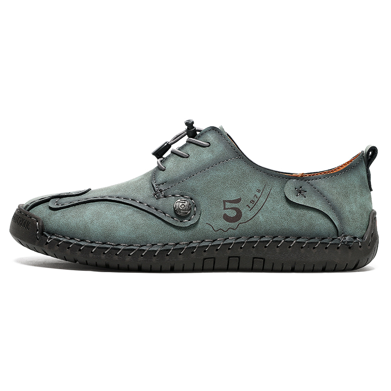 Mens Casual Shoes Summer Breathable Sneakers Loafers Walking Shoes Hand Made Lace-Up Leather Dress Flats Shoes for Driving Business Working Office