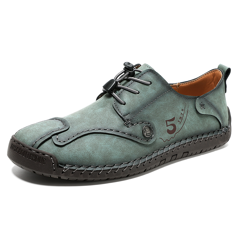 Mens Casual Shoes Summer Breathable Sneakers Loafers Walking Shoes Hand Made Lace-Up Leather Dress Flats Shoes for Driving Business Working Office
