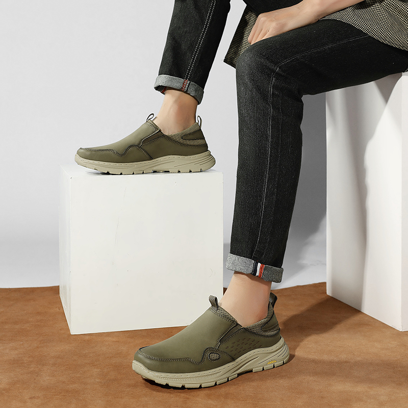 Men's Orthopedic Leather Dress Walking Shoes: Comfortable Orthotic Plantar Fasciitis Oxford Shoes with Arch Support, Flat Feet Casual Business Slip-On Loafers for Foot and Heel Pain Relief