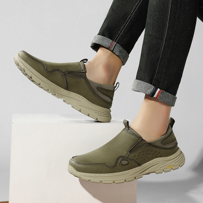 Men's Orthopedic Leather Dress Walking Shoes: Comfortable Orthotic Plantar Fasciitis Oxford Shoes with Arch Support, Flat Feet Casual Business Slip-On Loafers for Foot and Heel Pain Relief