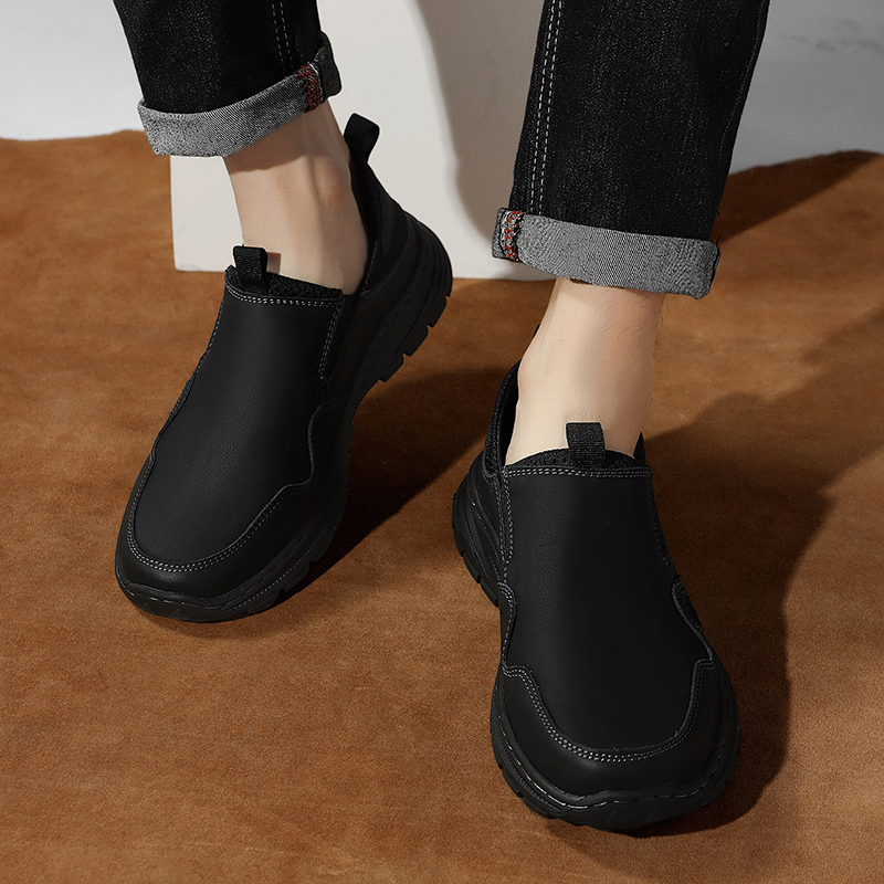 Men's Orthopedic Leather Dress Walking Shoes: Comfortable Orthotic Plantar Fasciitis Oxford Shoes with Arch Support, Flat Feet Casual Business Slip-On Loafers for Foot and Heel Pain Relief