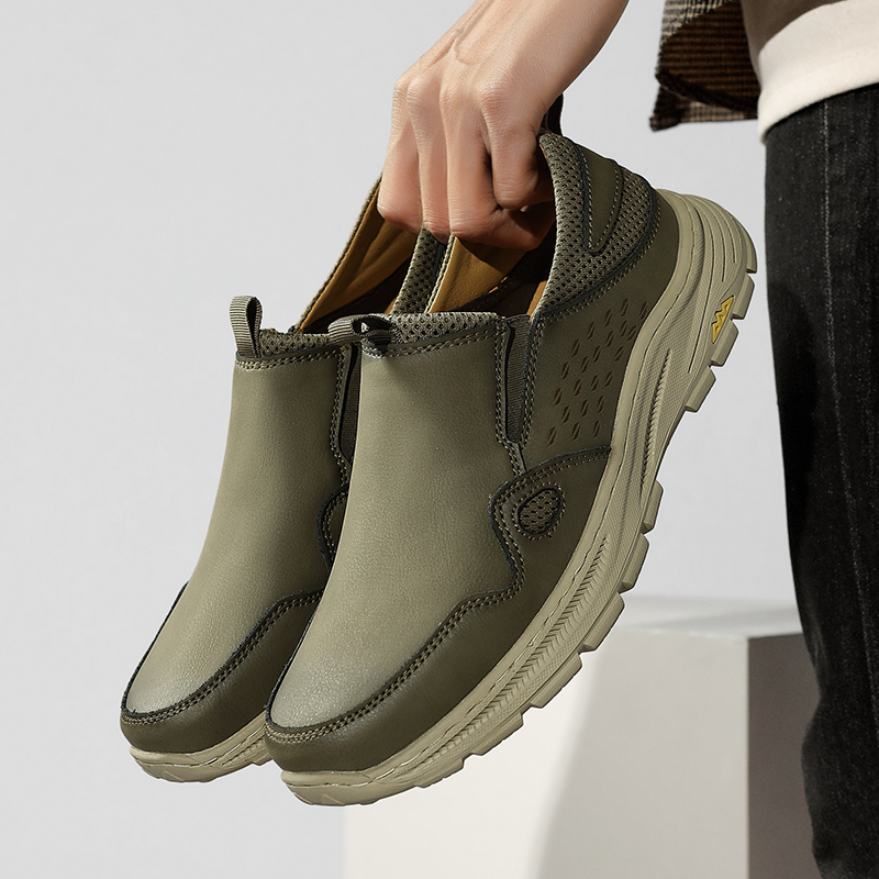 Men's Orthopedic Leather Dress Walking Shoes: Comfortable Orthotic Plantar Fasciitis Oxford Shoes with Arch Support, Flat Feet Casual Business Slip-On Loafers for Foot and Heel Pain Relief