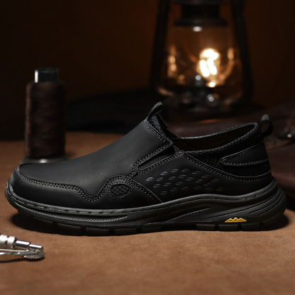 Men's Orthopedic Leather Dress Walking Shoes: Comfortable Orthotic Plantar Fasciitis Oxford Shoes with Arch Support, Flat Feet Casual Business Slip-On Loafers for Foot and Heel Pain Relief