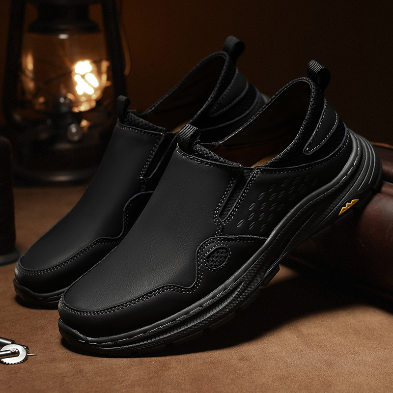 Men's Orthopedic Leather Dress Walking Shoes: Comfortable Orthotic Plantar Fasciitis Oxford Shoes with Arch Support, Flat Feet Casual Business Slip-On Loafers for Foot and Heel Pain Relief