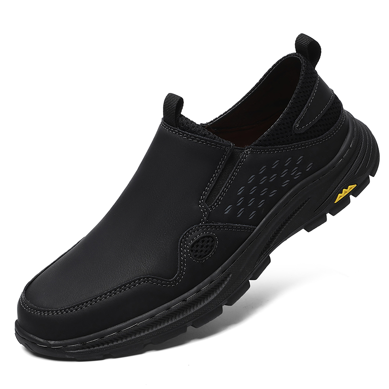 Men's Orthopedic Leather Dress Walking Shoes: Comfortable Orthotic Plantar Fasciitis Oxford Shoes with Arch Support, Flat Feet Casual Business Slip-On Loafers for Foot and Heel Pain Relief