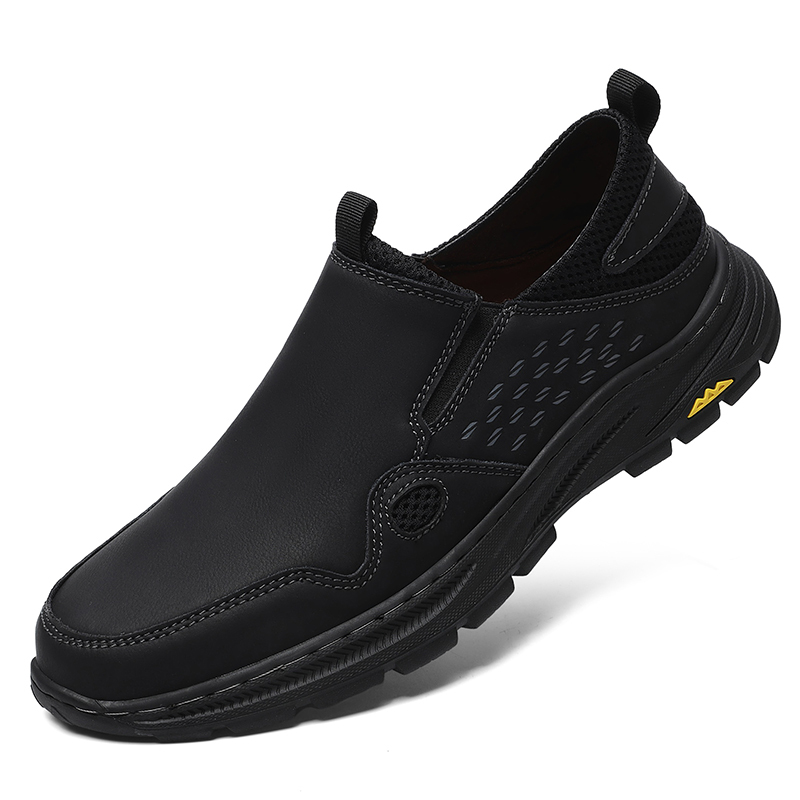 Men's Orthopedic Leather Dress Walking Shoes: Comfortable Orthotic Plantar Fasciitis Oxford Shoes with Arch Support, Flat Feet Casual Business Slip-On Loafers for Foot and Heel Pain Relief