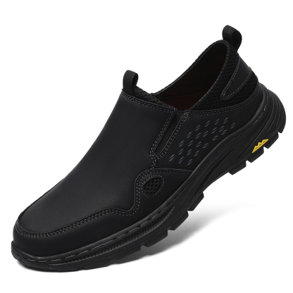 Men's Orthopedic Leather Dress Walking Shoes: Comfortable Orthotic Plantar Fasciitis Oxford Shoes with Arch Support, Flat Feet Casual Business Slip-On Loafers for Foot and Heel Pain Relief