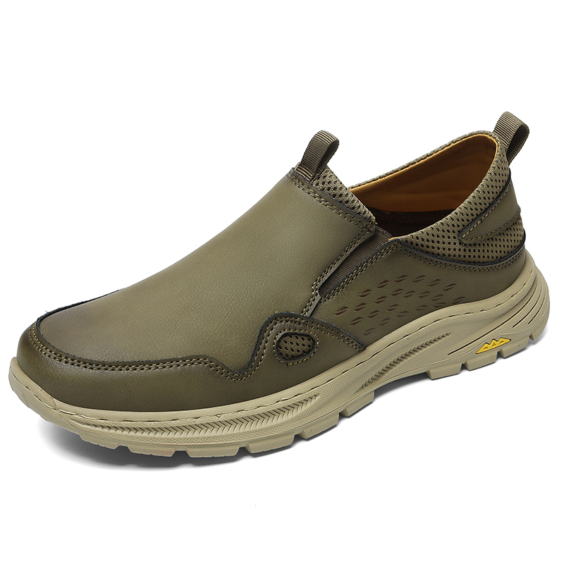 Men's Orthopedic Leather Dress Walking Shoes: Comfortable Orthotic Plantar Fasciitis Oxford Shoes with Arch Support, Flat Feet Casual Business Slip-On Loafers for Foot and Heel Pain Relief