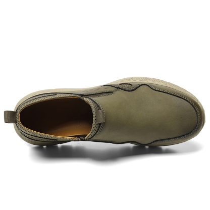 Men's Orthopedic Leather Dress Walking Shoes: Comfortable Orthotic Plantar Fasciitis Oxford Shoes with Arch Support, Flat Feet Casual Business Slip-On Loafers for Foot and Heel Pain Relief