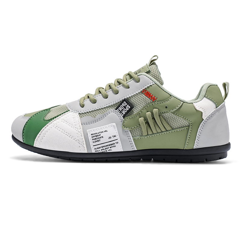 Men's Leather Comfortable Simple Color Blocked Sneakers Fashion Lightweight Round Toe Lace up Soft Sole Non-Slip Low Top Running Shoes Casual Walking Shoes