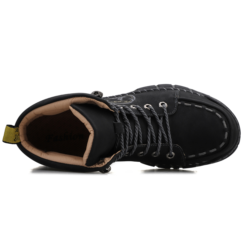 Mens Casual Leather Shoes Ankle Chukka Boots Slip On Lightweight Loafers Mid top Walking Driving Shoes for Male