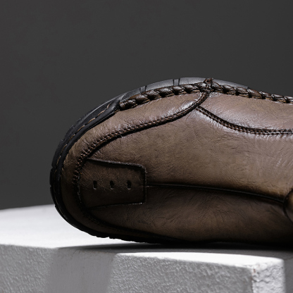 Men's Comfortable Orthopedic Leather Shoes - Lightweight ; Round Toe ; Breathable ; Arch Support ; Non-Slip ; Durable for 3 years