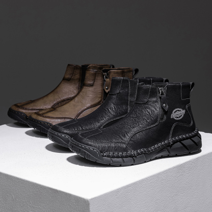 Men's Comfortable Orthopedic Leather Shoes - Lightweight ; Round Toe ; Breathable ; Arch Support ; Non-Slip ; Durable for 3 years