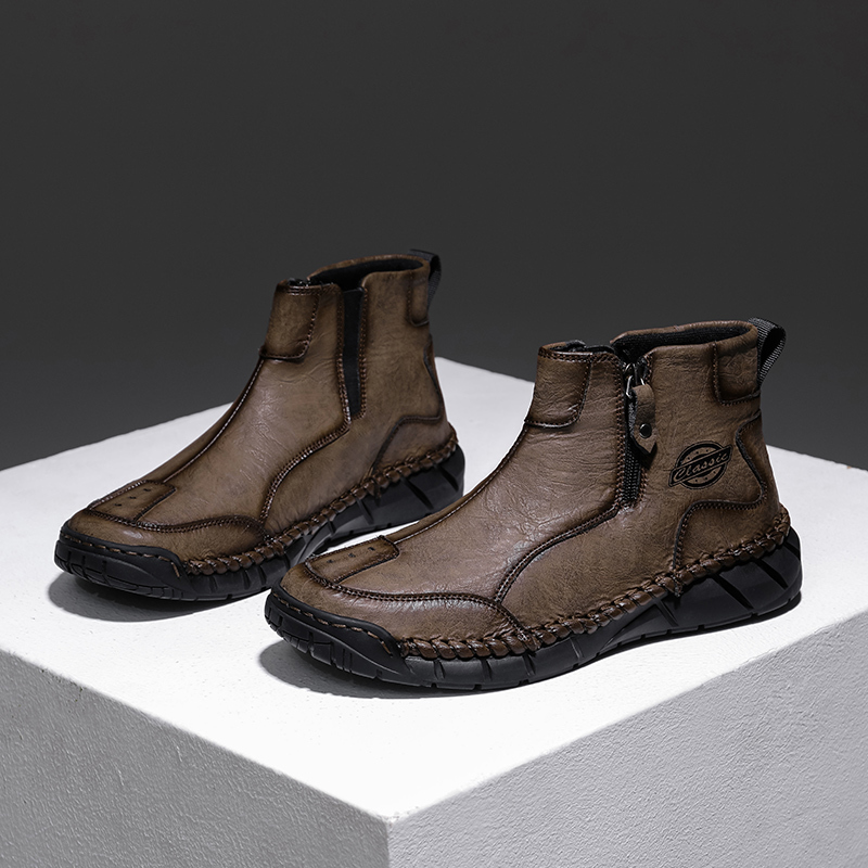 Men's Comfortable Orthopedic Leather Shoes - Lightweight ; Round Toe ; Breathable ; Arch Support ; Non-Slip ; Durable for 3 years