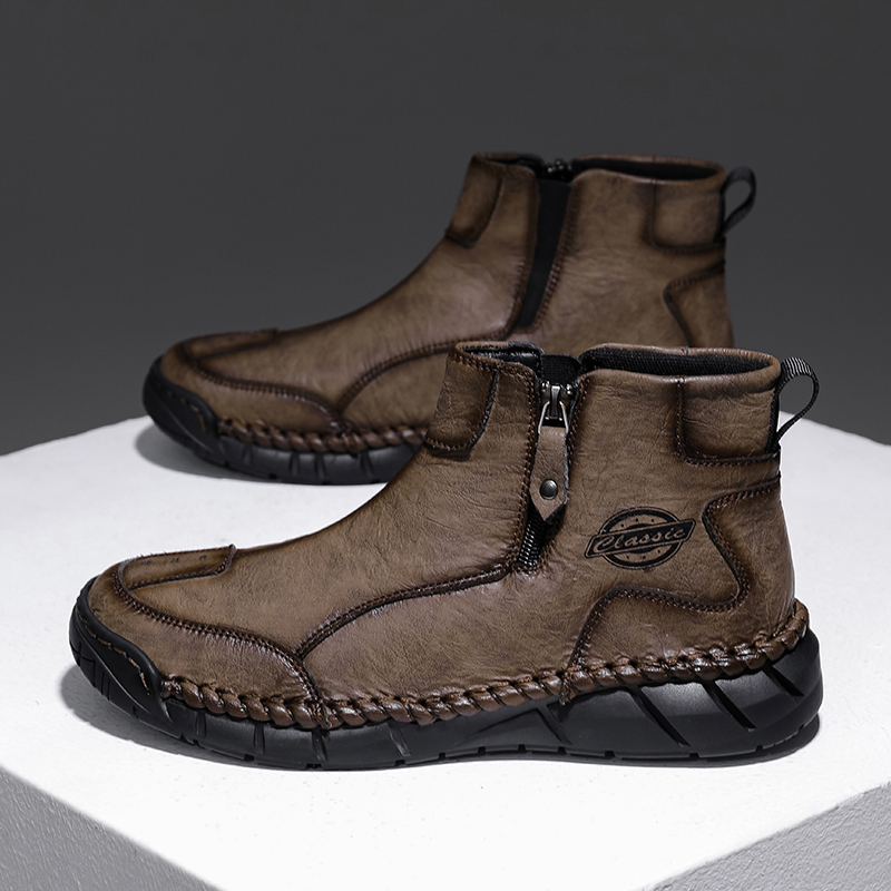 Men's Comfortable Orthopedic Leather Shoes - Lightweight ; Round Toe ; Breathable ; Arch Support ; Non-Slip ; Durable for 3 years