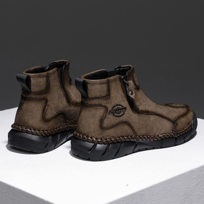 Men's Comfortable Orthopedic Leather Shoes - Lightweight ; Round Toe ; Breathable ; Arch Support ; Non-Slip ; Durable for 3 years