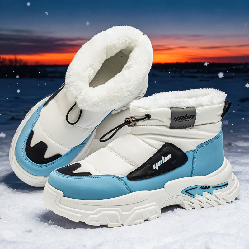 Men’s Puffer Winter Boots, Non-Slip, Warm Fur-Lined, Waterproof & Windproof, with Ankle Support and Heat-Locking Collar