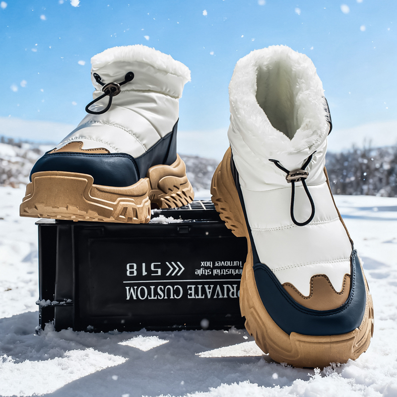 Men’s Puffer Winter Boots, Non-Slip, Warm Fur-Lined, Waterproof & Windproof, with Ankle Support and Heat-Locking Collar