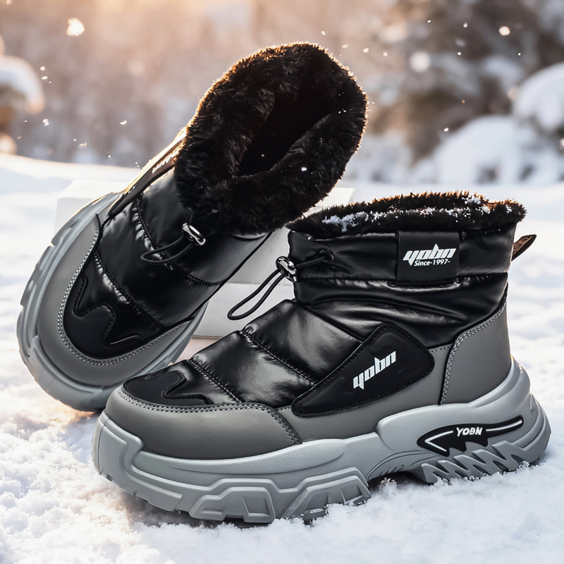Men’s Puffer Winter Boots, Non-Slip, Warm Fur-Lined, Waterproof & Windproof, with Ankle Support and Heat-Locking Collar