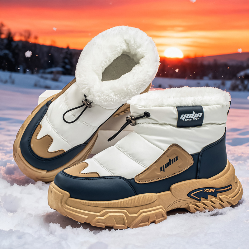 Men’s Puffer Winter Boots, Non-Slip, Warm Fur-Lined, Waterproof & Windproof, with Ankle Support and Heat-Locking Collar