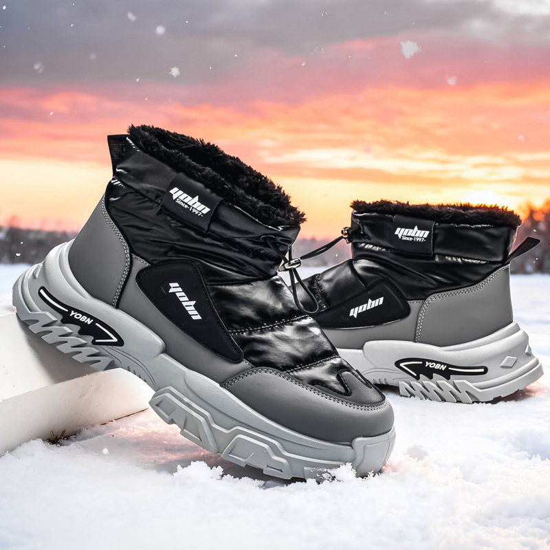 Men’s Puffer Winter Boots, Non-Slip, Warm Fur-Lined, Waterproof & Windproof, with Ankle Support and Heat-Locking Collar