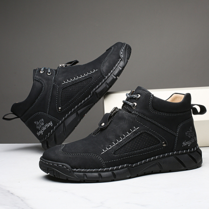 Men's Orthopedic Walking Shoes - Stable Leather Upper; Wide Toe Fit; Healthy Blood Flow; Arch Support Inside; Waterproof; Pressure Relief