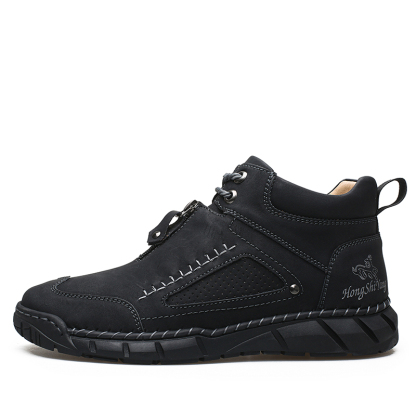 Men's Orthopedic Walking Shoes - Stable Leather Upper; Wide Toe Fit; Healthy Blood Flow; Arch Support Inside; Waterproof; Pressure Relief