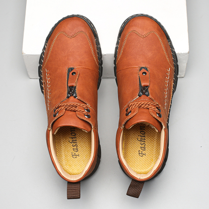 Men's Orthopedic Walking Shoes - Stable Leather Upper; Wide Toe Fit; Healthy Blood Flow; Arch Support Inside; Waterproof; Pressure Relief