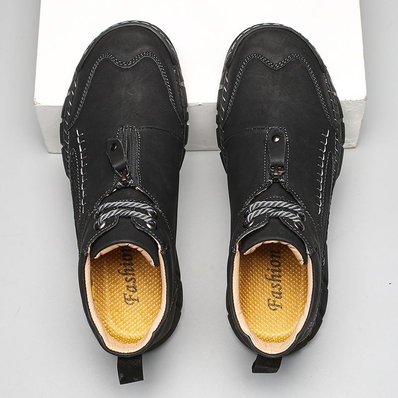 Men's Orthopedic Walking Shoes - Stable Leather Upper; Wide Toe Fit; Healthy Blood Flow; Arch Support Inside; Waterproof; Pressure Relief