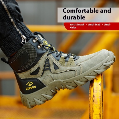 Men's Orthopedic Hiking Boots - Safe and Comfortable Work Boots - Waterproof, Slip-resistant, Impact-resistant, and Puncture-resistant - Wide Toe, Arch Support, and Ankle Support - Money-back Guarantee if ineffective.