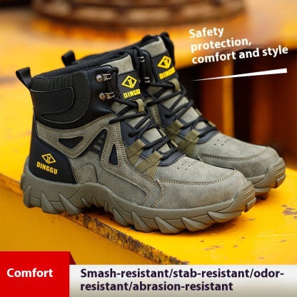 Men's Orthopedic Hiking Boots - Safe and Comfortable Work Boots - Waterproof, Slip-resistant, Impact-resistant, and Puncture-resistant - Wide Toe, Arch Support, and Ankle Support - Money-back Guarantee if ineffective.