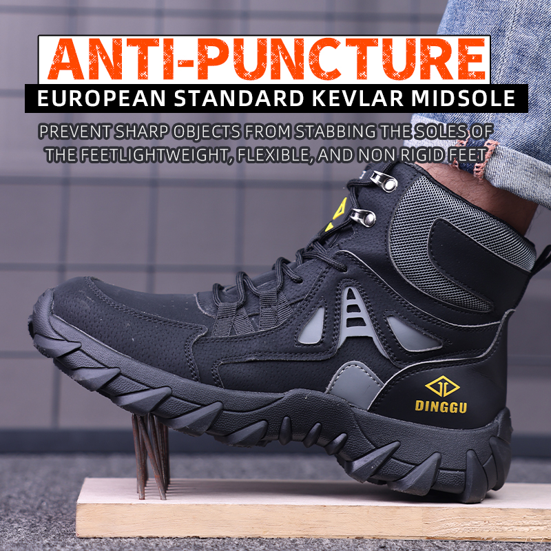 Men's Orthopedic Hiking Boots - Safe and Comfortable Work Boots - Waterproof, Slip-resistant, Impact-resistant, and Puncture-resistant - Wide Toe, Arch Support, and Ankle Support - Money-back Guarantee if ineffective.
