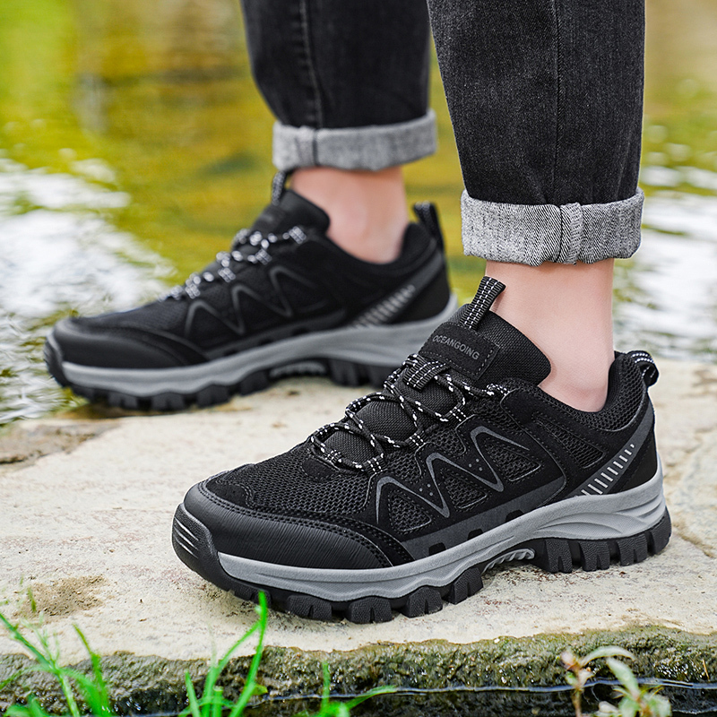 Men's Orthopedic Arch Support Wide Toe Lightweight Hiking Shoes Waterproof Non-slip Scratch-Resistant Work Shoes, Ideal For Hike All Day with Comfort and Zero Fatigue