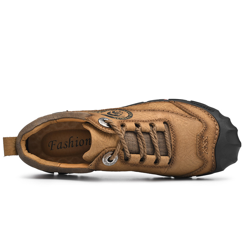 -- Men's Comfortable Orthopedic Leather Shoes - Lightweight ; Round Toe ; Breathable ; Arch Support ; Non-Slip ; Durable for 3 years