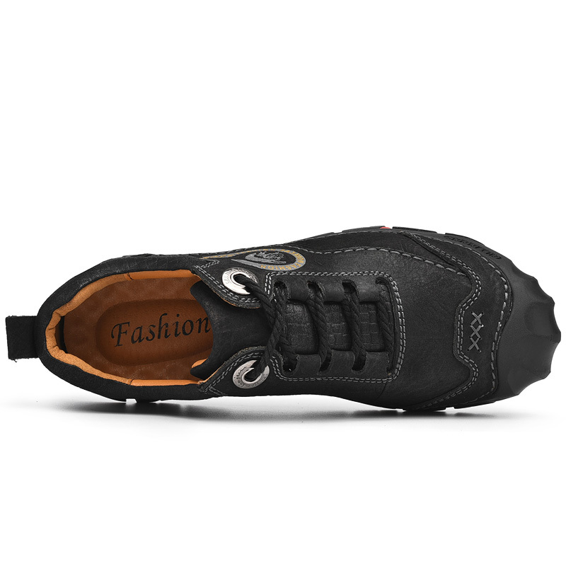 -- Men's Comfortable Orthopedic Leather Shoes - Lightweight ; Round Toe ; Breathable ; Arch Support ; Non-Slip ; Durable for 3 years