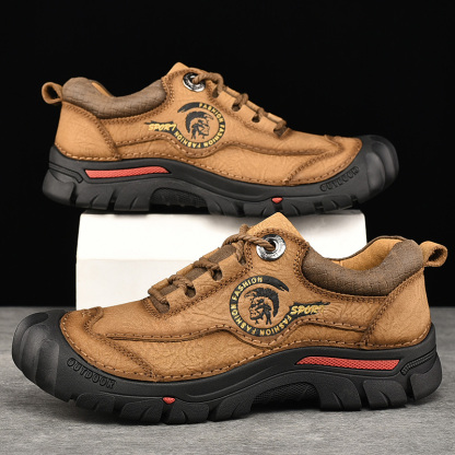 -- Men's Comfortable Orthopedic Leather Shoes - Lightweight ; Round Toe ; Breathable ; Arch Support ; Non-Slip ; Durable for 3 years