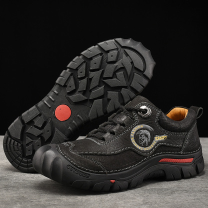 -- Men's Comfortable Orthopedic Leather Shoes - Lightweight ; Round Toe ; Breathable ; Arch Support ; Non-Slip ; Durable for 3 years