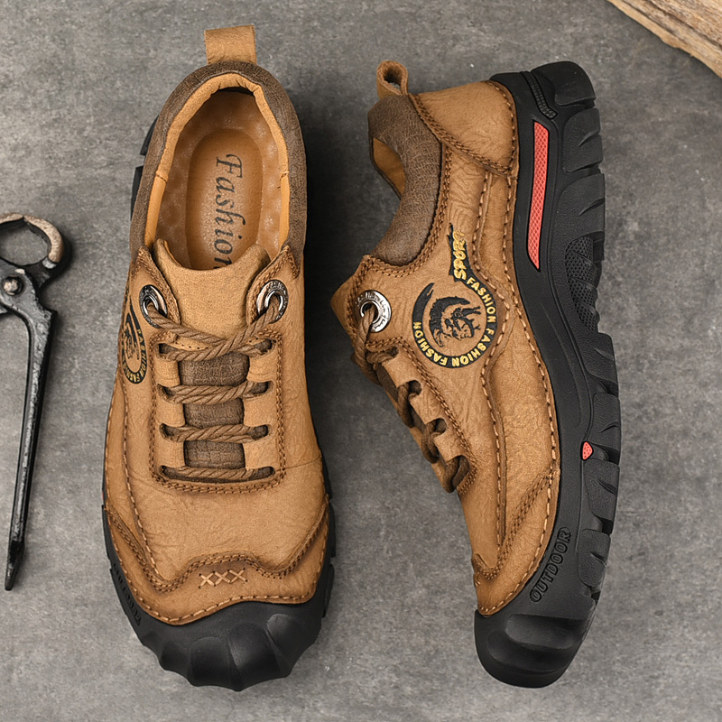 -- Men's Comfortable Orthopedic Leather Shoes - Lightweight ; Round Toe ; Breathable ; Arch Support ; Non-Slip ; Durable for 3 years