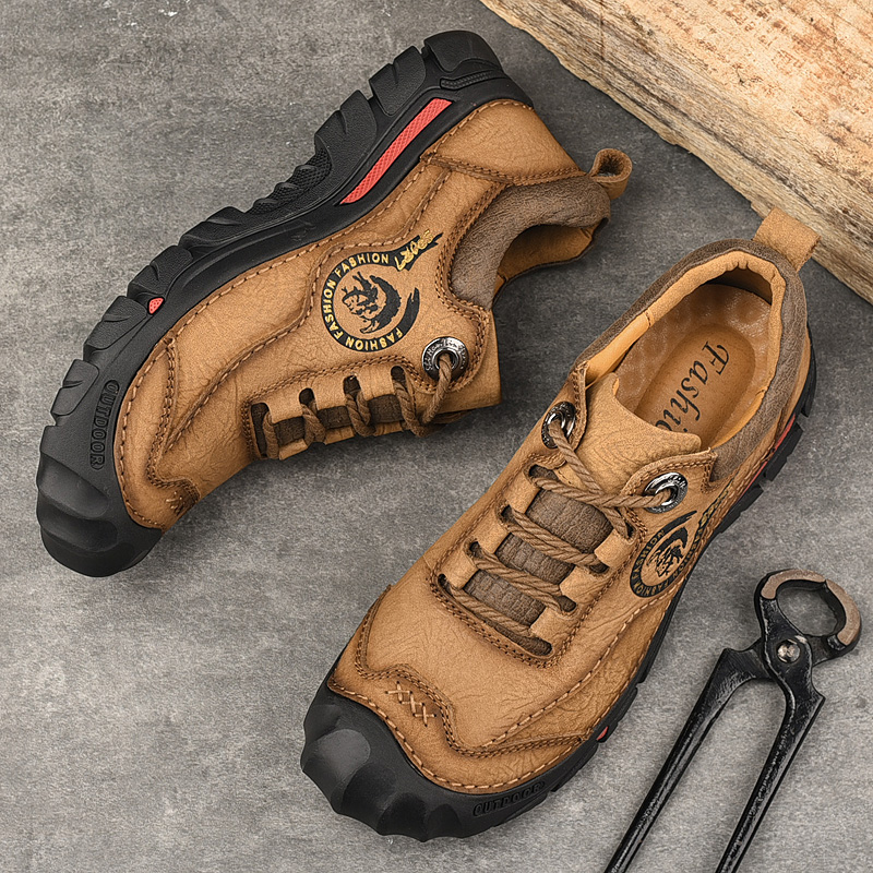 -- Men's Comfortable Orthopedic Leather Shoes - Lightweight ; Round Toe ; Breathable ; Arch Support ; Non-Slip ; Durable for 3 years