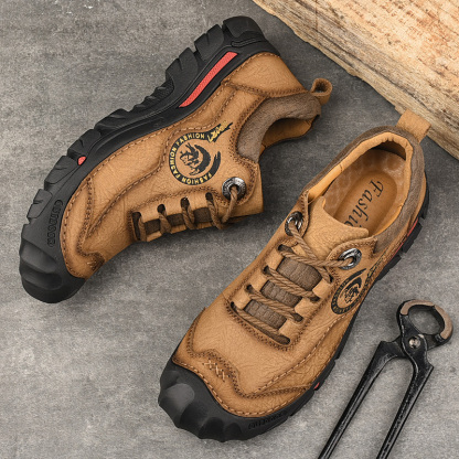 -- Men's Comfortable Orthopedic Leather Shoes - Lightweight ; Round Toe ; Breathable ; Arch Support ; Non-Slip ; Durable for 3 years