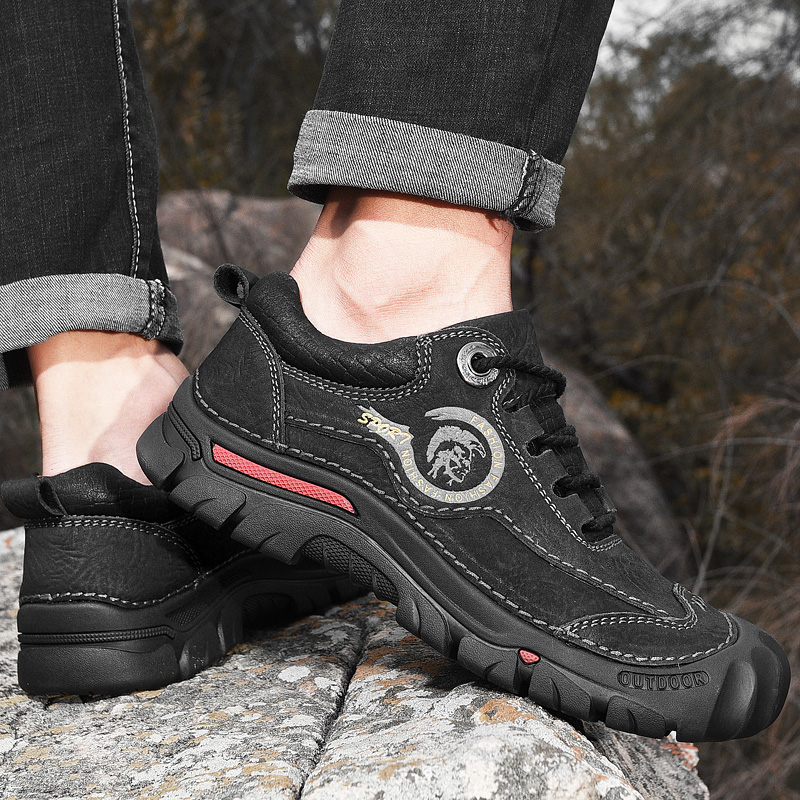 -- Men's Comfortable Orthopedic Leather Shoes - Lightweight ; Round Toe ; Breathable ; Arch Support ; Non-Slip ; Durable for 3 years