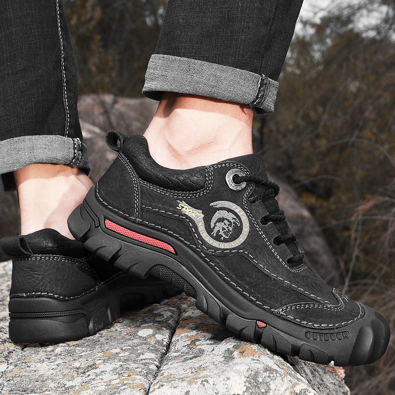 -- Men's Comfortable Orthopedic Leather Shoes - Lightweight ; Round Toe ; Breathable ; Arch Support ; Non-Slip ; Durable for 3 years