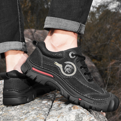 -- Men's Comfortable Orthopedic Leather Shoes - Lightweight ; Round Toe ; Breathable ; Arch Support ; Non-Slip ; Durable for 3 years